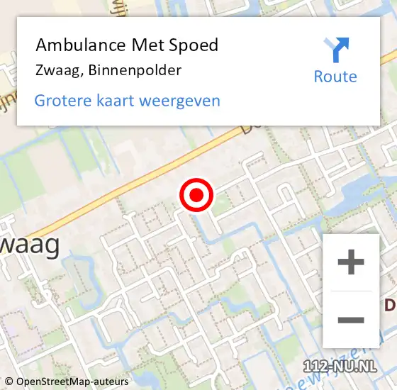 Locatie op kaart van de 112 melding: Ambulance Met Spoed Naar Zwaag, Binnenpolder op 5 oktober 2022 02:24