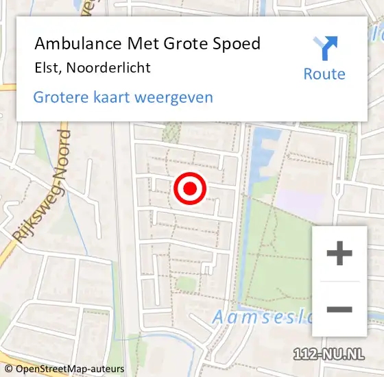 Locatie op kaart van de 112 melding: Ambulance Met Grote Spoed Naar Elst, Noorderlicht op 5 oktober 2022 03:10