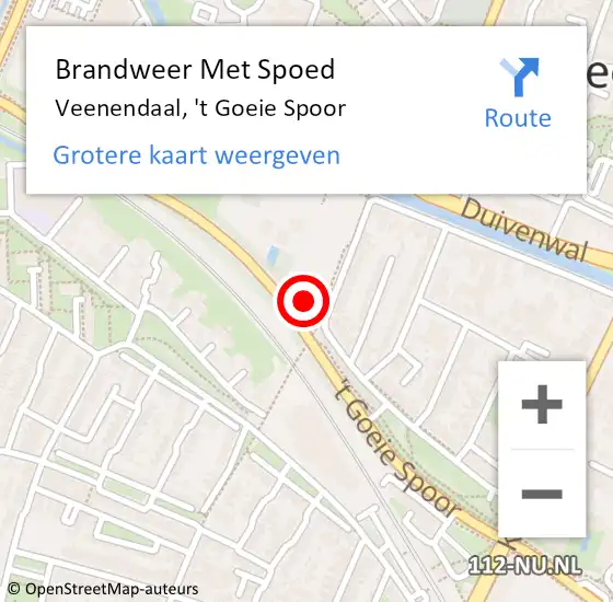 Locatie op kaart van de 112 melding: Brandweer Met Spoed Naar Veenendaal, 't Goeie Spoor op 5 oktober 2022 03:12