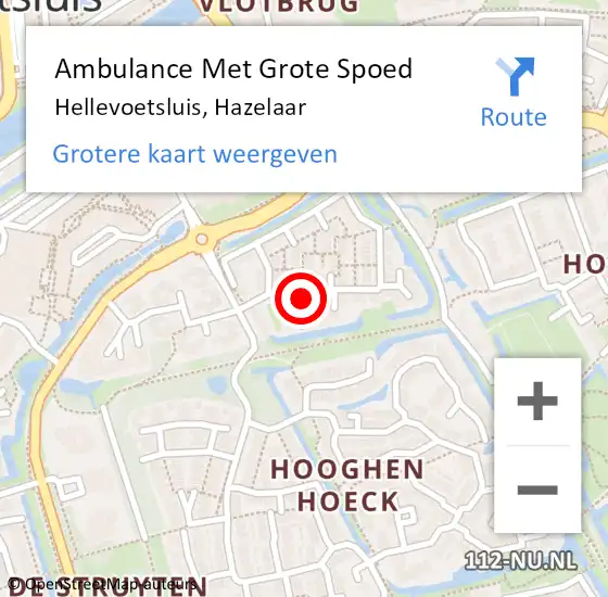 Locatie op kaart van de 112 melding: Ambulance Met Grote Spoed Naar Hellevoetsluis, Hazelaar op 5 oktober 2022 03:34