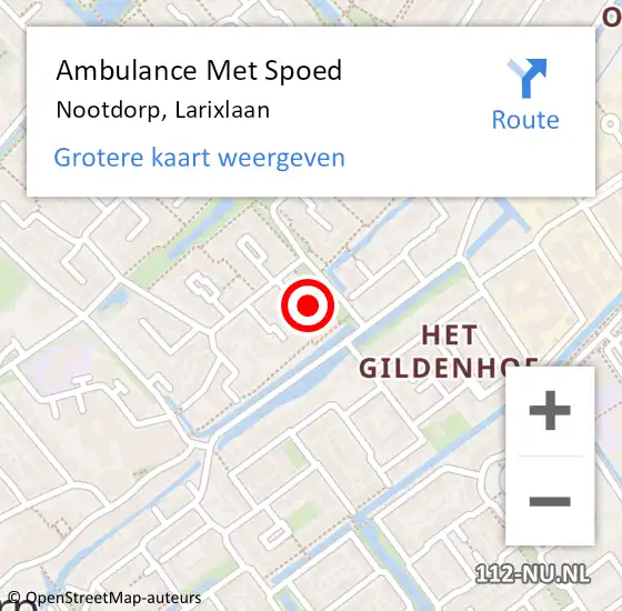 Locatie op kaart van de 112 melding: Ambulance Met Spoed Naar Nootdorp, Larixlaan op 5 oktober 2022 06:09