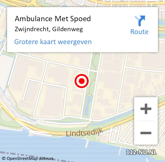 Locatie op kaart van de 112 melding: Ambulance Met Spoed Naar Zwijndrecht, Gildenweg op 5 oktober 2022 06:33