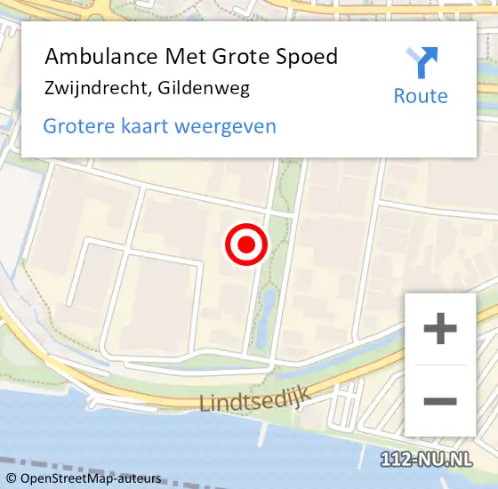 Locatie op kaart van de 112 melding: Ambulance Met Grote Spoed Naar Zwijndrecht, Gildenweg op 5 oktober 2022 06:34