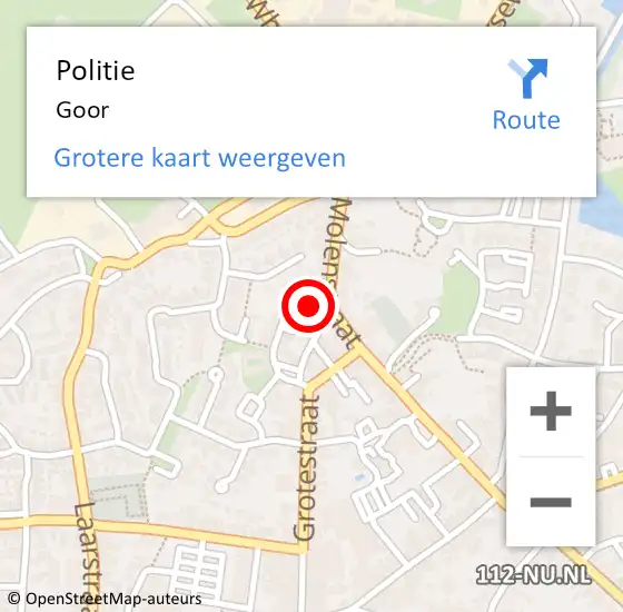 Locatie op kaart van de 112 melding: Politie Goor op 5 oktober 2022 07:00