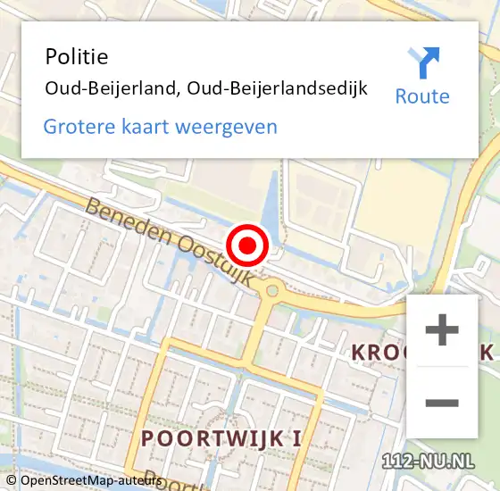 Locatie op kaart van de 112 melding: Politie Oud-Beijerland, Oud-Beijerlandsedijk op 5 oktober 2022 07:02