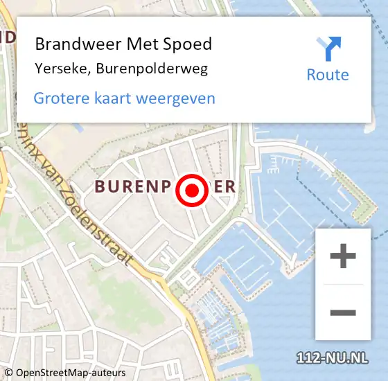 Locatie op kaart van de 112 melding: Brandweer Met Spoed Naar Yerseke, Burenpolderweg op 5 oktober 2022 07:54