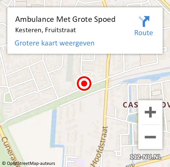 Locatie op kaart van de 112 melding: Ambulance Met Grote Spoed Naar Kesteren, Fruitstraat op 5 oktober 2022 07:58