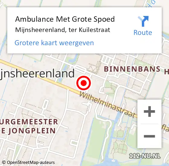 Locatie op kaart van de 112 melding: Ambulance Met Grote Spoed Naar Mijnsheerenland, ter Kuilestraat op 5 oktober 2022 08:10