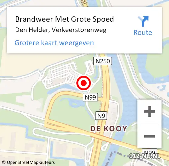 Locatie op kaart van de 112 melding: Brandweer Met Grote Spoed Naar Den Helder, Verkeerstorenweg op 5 oktober 2022 08:29