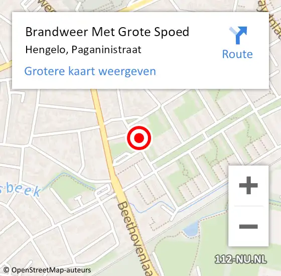 Locatie op kaart van de 112 melding: Brandweer Met Grote Spoed Naar Hengelo, Paganinistraat op 5 oktober 2022 08:30