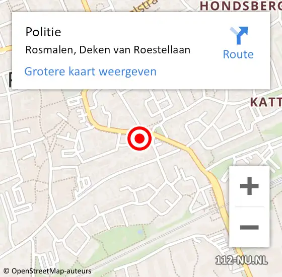 Locatie op kaart van de 112 melding: Politie Rosmalen, Deken van Roestellaan op 5 oktober 2022 08:39