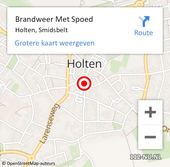 Locatie op kaart van de 112 melding: Brandweer Met Spoed Naar Holten, Smidsbelt op 5 oktober 2022 08:46