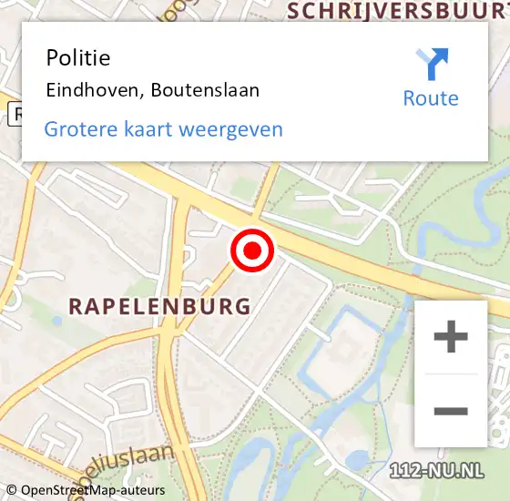 Locatie op kaart van de 112 melding: Politie Eindhoven, Boutenslaan op 5 oktober 2022 09:25