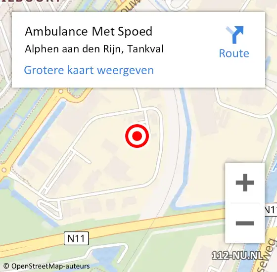 Locatie op kaart van de 112 melding: Ambulance Met Spoed Naar Alphen aan den Rijn, Tankval op 5 oktober 2022 09:27