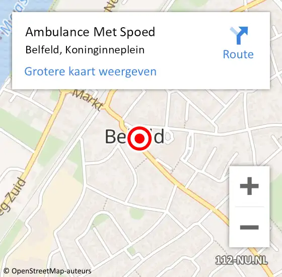 Locatie op kaart van de 112 melding: Ambulance Met Spoed Naar Belfeld, Koninginneplein op 5 oktober 2022 09:40