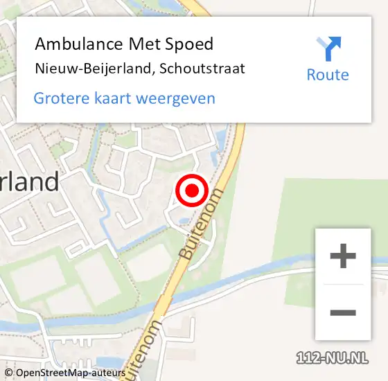 Locatie op kaart van de 112 melding: Ambulance Met Spoed Naar Nieuw-Beijerland, Schoutstraat op 5 oktober 2022 10:17