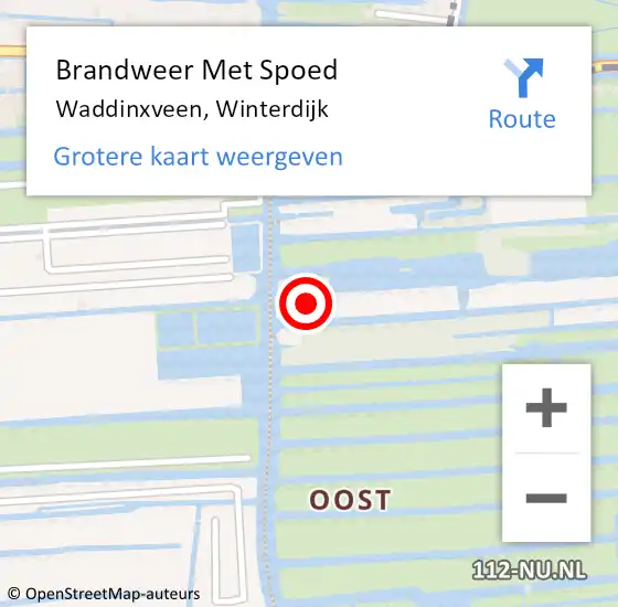 Locatie op kaart van de 112 melding: Brandweer Met Spoed Naar Waddinxveen, Winterdijk op 5 oktober 2022 10:17