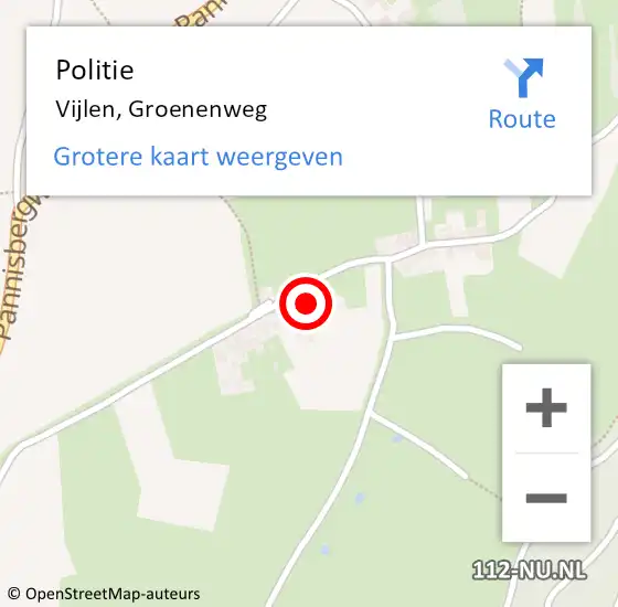 Locatie op kaart van de 112 melding: Politie Vijlen, Groenenweg op 5 oktober 2022 10:31