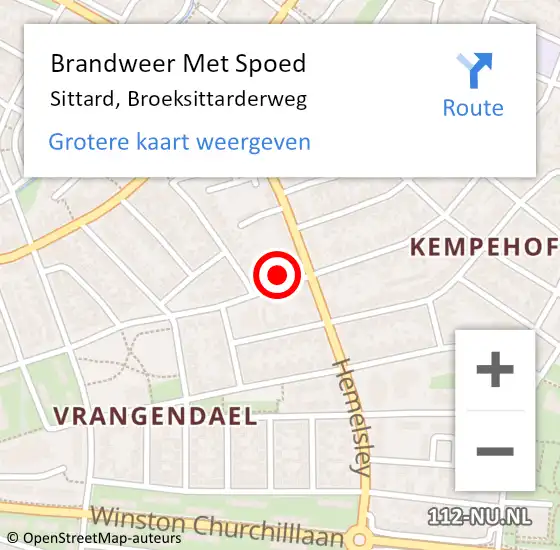 Locatie op kaart van de 112 melding: Brandweer Met Spoed Naar Sittard, Broeksittarderweg op 5 oktober 2022 10:52