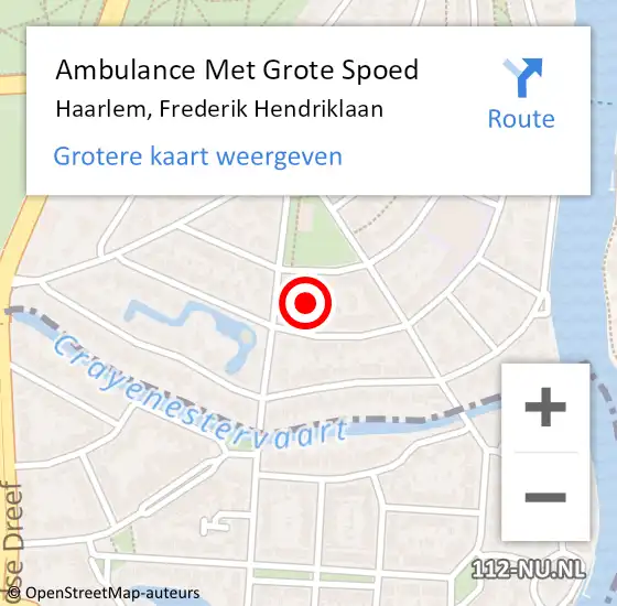 Locatie op kaart van de 112 melding: Ambulance Met Grote Spoed Naar Haarlem, Frederik Hendriklaan op 5 oktober 2022 11:02