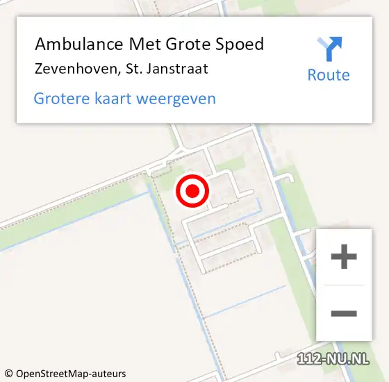 Locatie op kaart van de 112 melding: Ambulance Met Grote Spoed Naar Zevenhoven, St. Janstraat op 5 oktober 2022 11:19