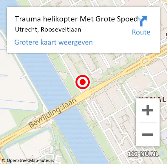 Locatie op kaart van de 112 melding: Trauma helikopter Met Grote Spoed Naar Utrecht, Rooseveltlaan op 5 oktober 2022 11:37