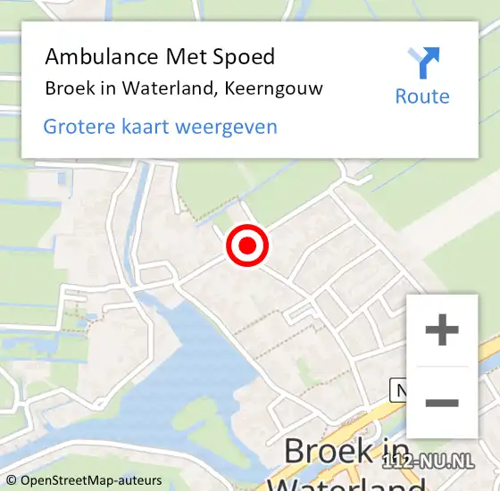 Locatie op kaart van de 112 melding: Ambulance Met Spoed Naar Broek in Waterland, Keerngouw op 5 oktober 2022 12:28