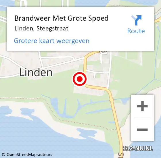 Locatie op kaart van de 112 melding: Brandweer Met Grote Spoed Naar Linden, Steegstraat op 5 oktober 2022 12:35