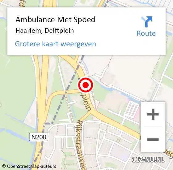 Locatie op kaart van de 112 melding: Ambulance Met Spoed Naar Haarlem, Delftplein op 5 oktober 2022 12:42