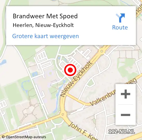 Locatie op kaart van de 112 melding: Brandweer Met Spoed Naar Heerlen, Nieuw-Eyckholt op 5 oktober 2022 13:12