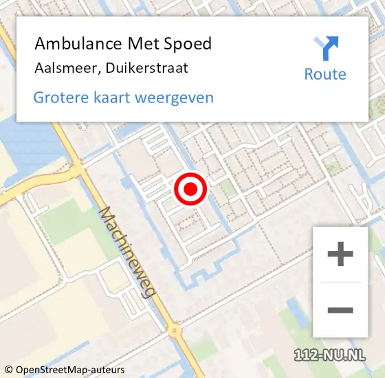 Locatie op kaart van de 112 melding: Ambulance Met Spoed Naar Aalsmeer, Duikerstraat op 5 oktober 2022 13:21