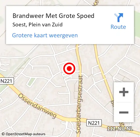 Locatie op kaart van de 112 melding: Brandweer Met Grote Spoed Naar Soest, Plein van Zuid op 5 oktober 2022 13:29