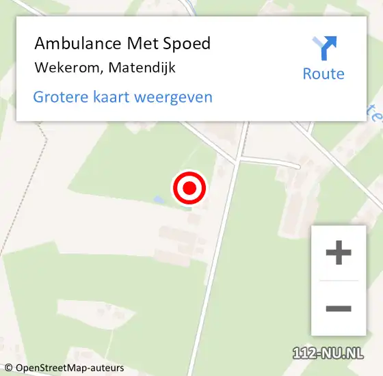 Locatie op kaart van de 112 melding: Ambulance Met Spoed Naar Wekerom, Matendijk op 5 oktober 2022 13:54