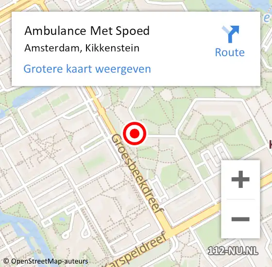 Locatie op kaart van de 112 melding: Ambulance Met Spoed Naar Amsterdam-Zuidoost, Kikkenstein op 5 oktober 2022 13:55