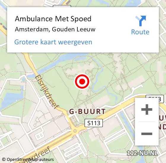 Locatie op kaart van de 112 melding: Ambulance Met Spoed Naar Amsterdam-Zuidoost, Gouden Leeuw op 5 oktober 2022 14:01
