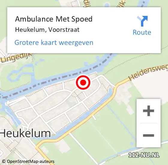 Locatie op kaart van de 112 melding: Ambulance Met Spoed Naar Heukelum, Voorstraat op 5 oktober 2022 14:05