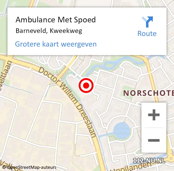 Locatie op kaart van de 112 melding: Ambulance Met Spoed Naar Barneveld, Kweekweg op 5 oktober 2022 14:20