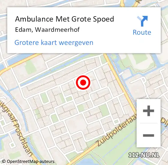 Locatie op kaart van de 112 melding: Ambulance Met Grote Spoed Naar Edam, Waardmeerhof op 31 juli 2014 13:54