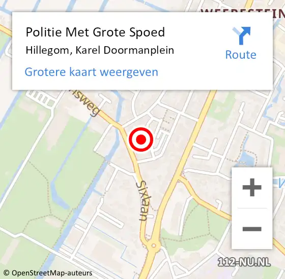 Locatie op kaart van de 112 melding: Politie Met Grote Spoed Naar Hillegom, Karel Doormanplein op 5 oktober 2022 14:36