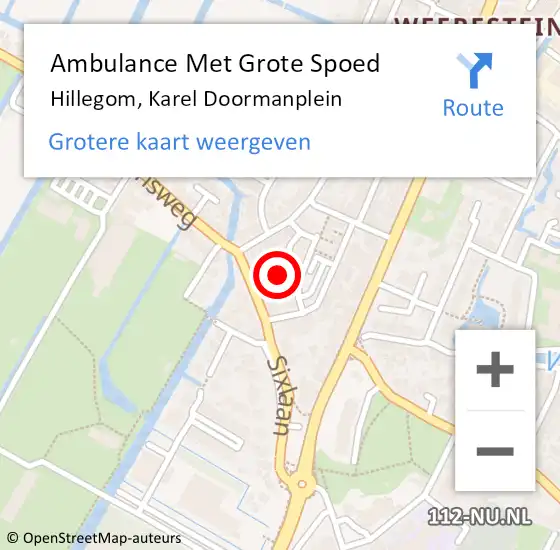 Locatie op kaart van de 112 melding: Ambulance Met Grote Spoed Naar Hillegom, Karel Doormanplein op 5 oktober 2022 14:37