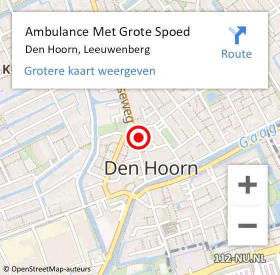 Locatie op kaart van de 112 melding: Ambulance Met Grote Spoed Naar Den Hoorn, Leeuwenberg op 5 oktober 2022 15:26