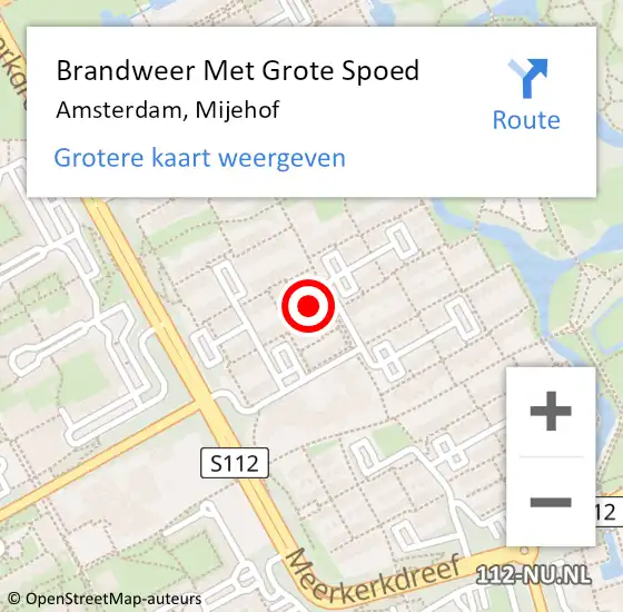 Locatie op kaart van de 112 melding: Brandweer Met Grote Spoed Naar Amsterdam-Zuidoost, Mijehof op 5 oktober 2022 15:41