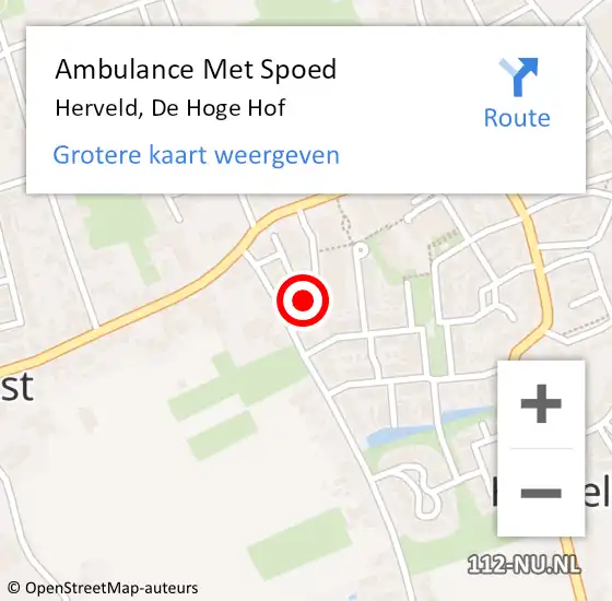 Locatie op kaart van de 112 melding: Ambulance Met Spoed Naar Herveld, De Hoge Hof op 5 oktober 2022 15:59