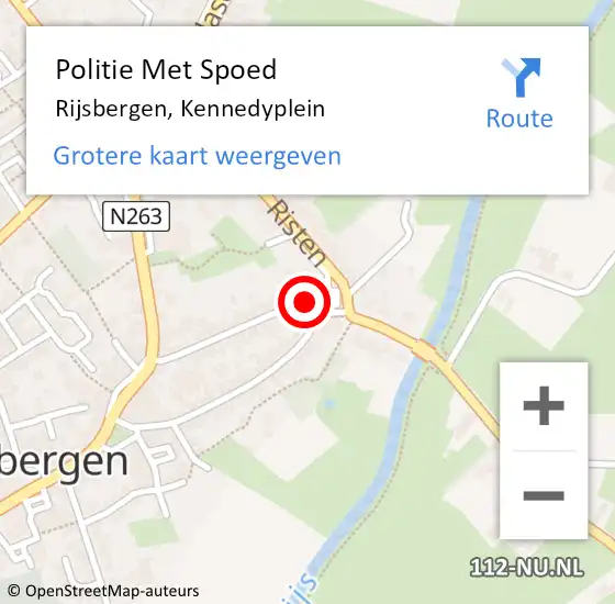 Locatie op kaart van de 112 melding: Politie Met Spoed Naar Rijsbergen, Kennedyplein op 5 oktober 2022 16:08