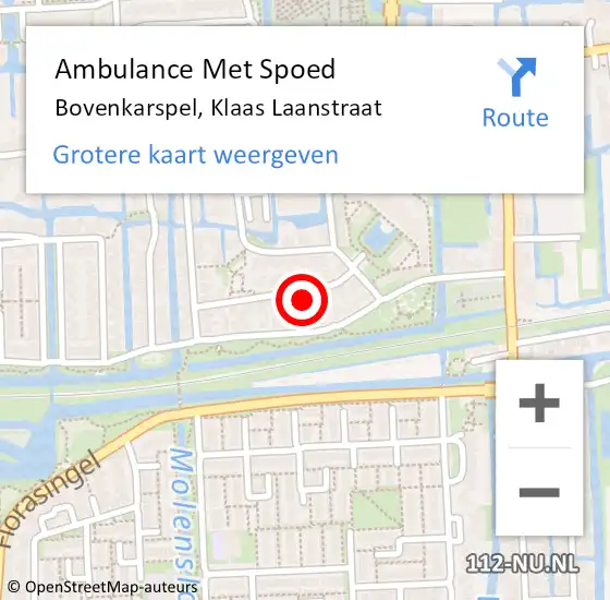 Locatie op kaart van de 112 melding: Ambulance Met Spoed Naar Bovenkarspel, Klaas Laanstraat op 5 oktober 2022 16:17