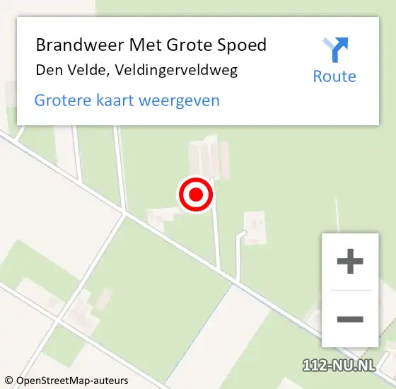 Locatie op kaart van de 112 melding: Brandweer Met Grote Spoed Naar Den Velde, Veldingerveldweg op 5 oktober 2022 16:17