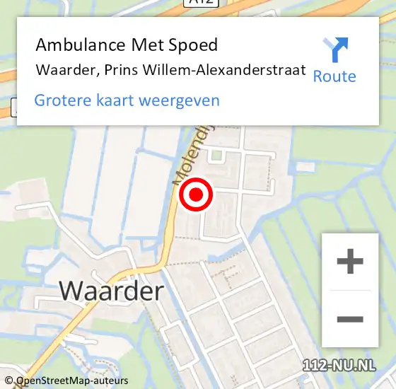 Locatie op kaart van de 112 melding: Ambulance Met Spoed Naar Waarder, Prins Willem-Alexanderstraat op 5 oktober 2022 16:26