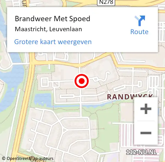 Locatie op kaart van de 112 melding: Brandweer Met Spoed Naar Maastricht, Leuvenlaan op 5 oktober 2022 16:42