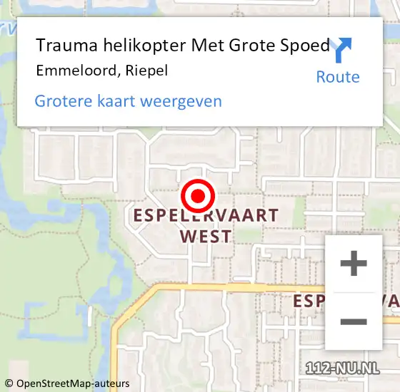 Locatie op kaart van de 112 melding: Trauma helikopter Met Grote Spoed Naar Emmeloord, Riepel op 5 oktober 2022 16:55