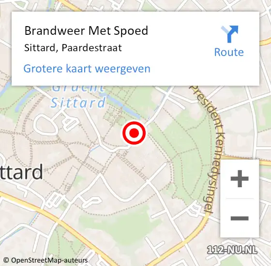 Locatie op kaart van de 112 melding: Brandweer Met Spoed Naar Sittard, Paardestraat op 5 oktober 2022 16:55